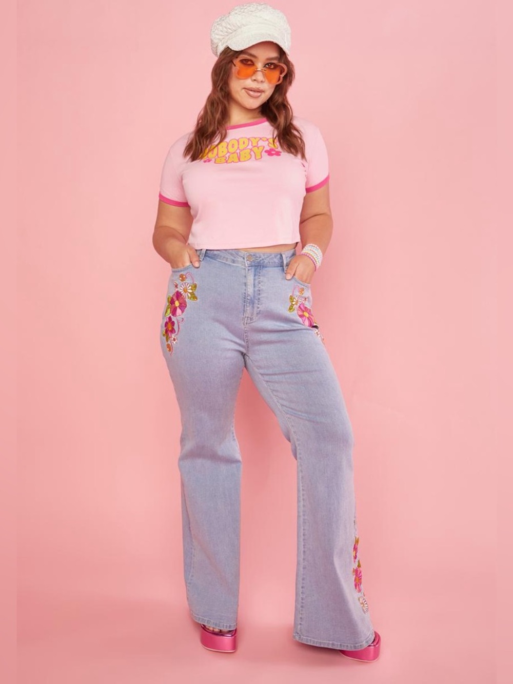 Sugar Thrillz Floral Embroidered Flare Jeans – Vintage Dream 🌸✨